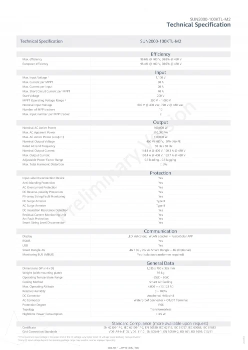Invertor On-Grid trifazat Huawei 100 kW - SUN2000-100KTL-M2 8